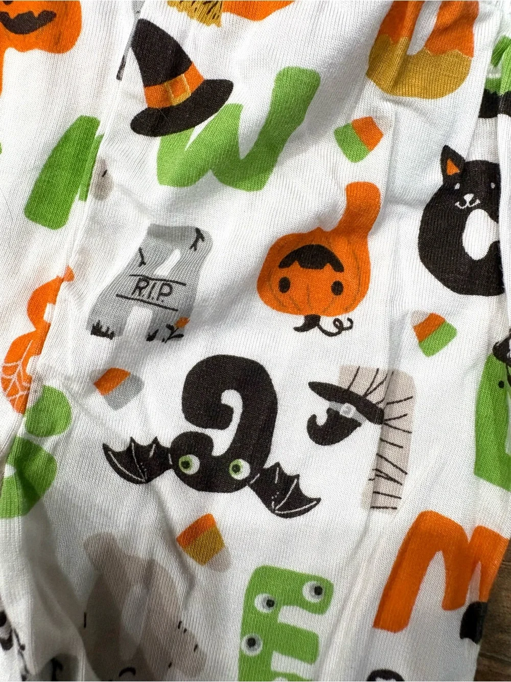 Bamboo Mini Monster Orange & White Halloween Kids Pajama Set